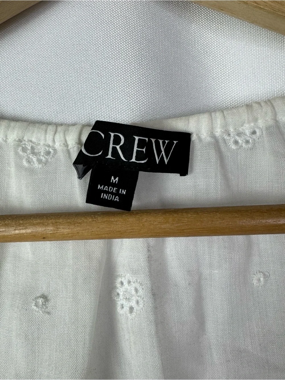 J. Crew White Eyelet Tie Front Slip Long Sleeve Top M